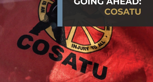 COSATU flag waving during SASBO strike protest